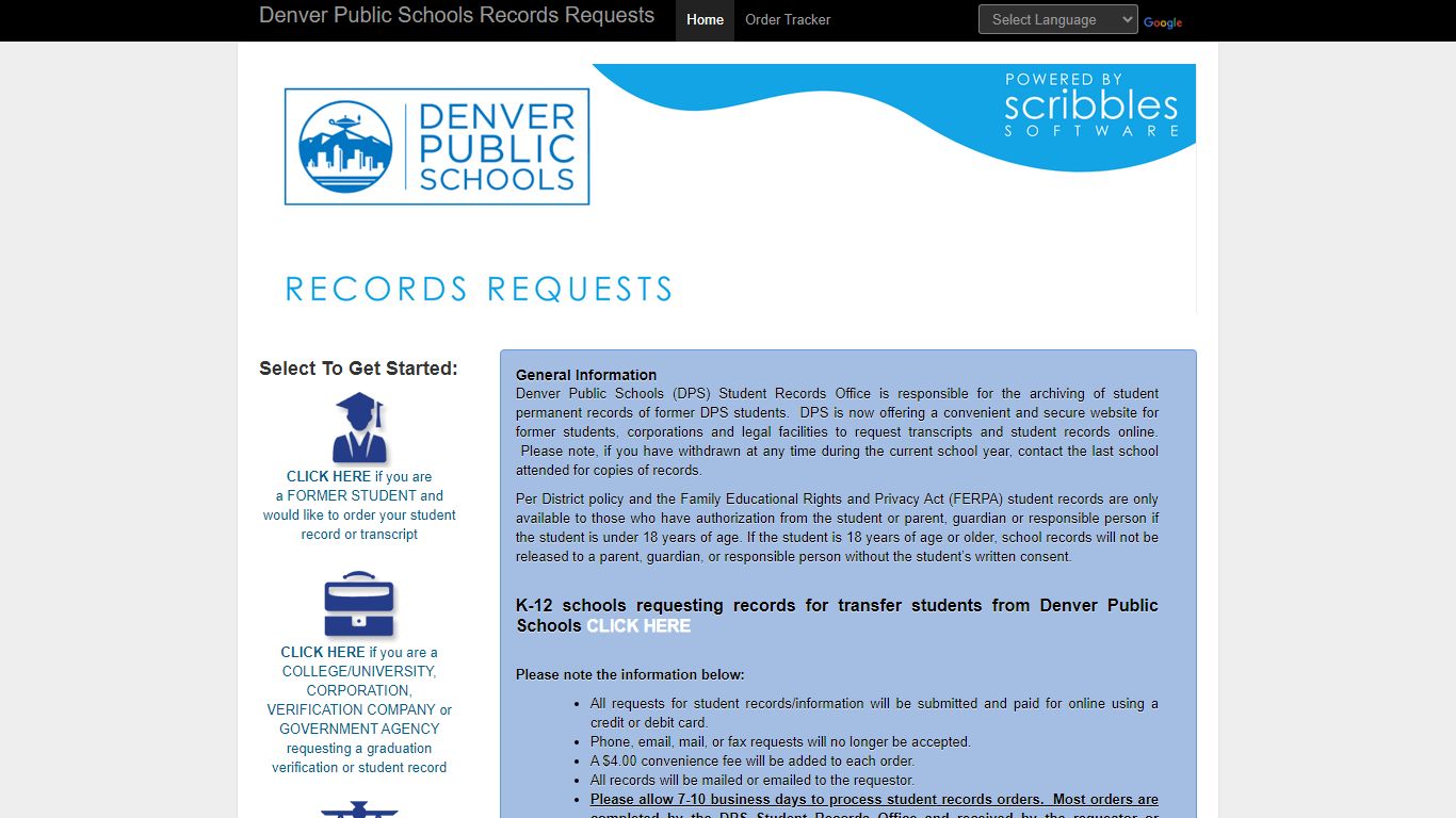 Denver Public Schools Transcripts and Records Requests